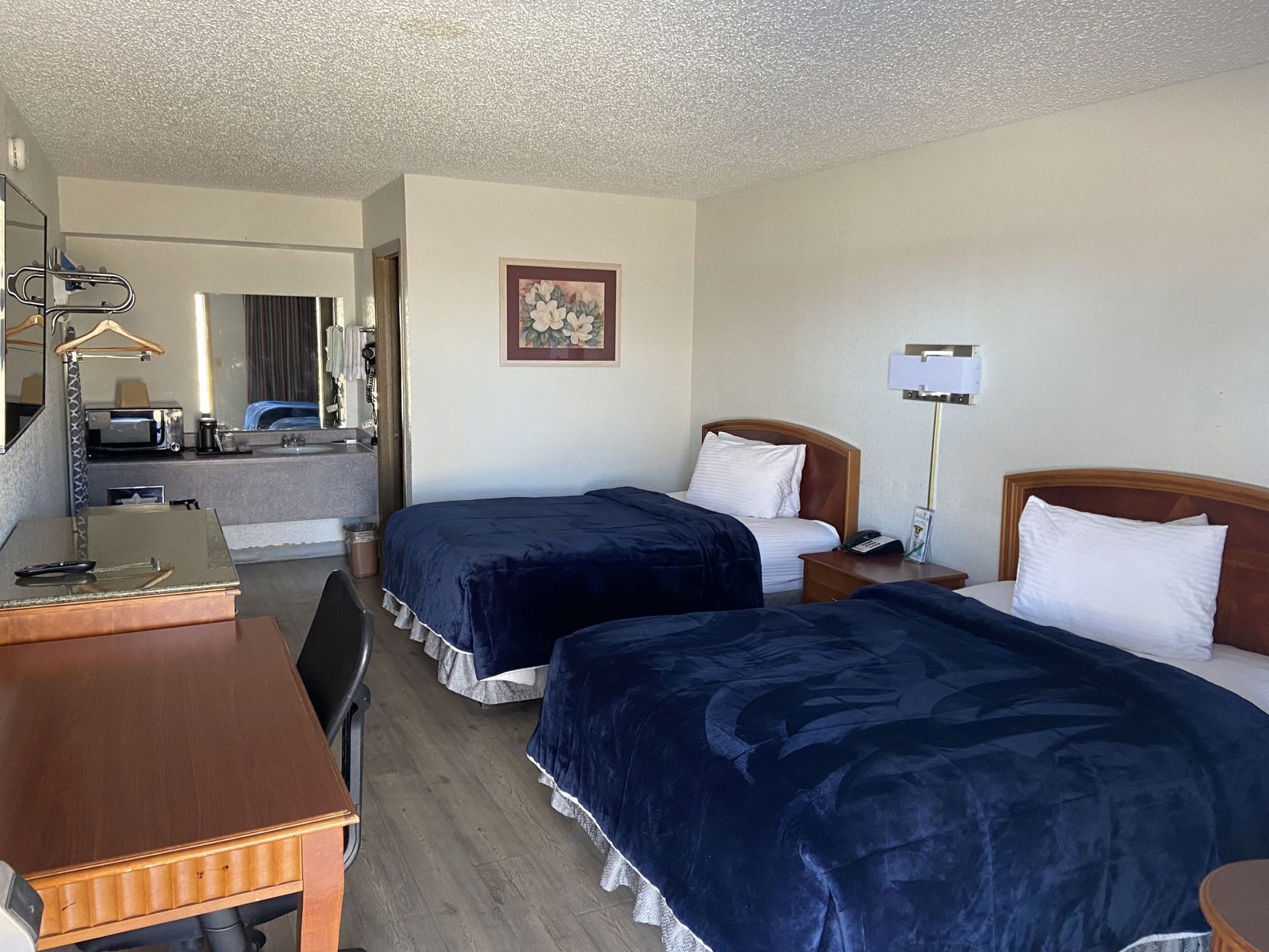 Desk, blackout curtains, iron/ironing board, free WiFi
