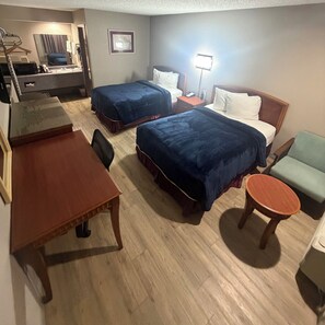 Double Room, 2 Double Beds, Non Smoking | Desk, blackout drapes, iron/ironing board, free WiFi