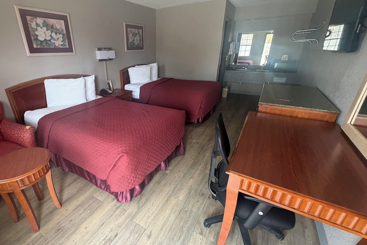 Double Room, 2 Double Beds, Smoking | Desk, blackout drapes, iron/ironing board, free WiFi