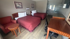 Desk, blackout curtains, iron/ironing board, free WiFi