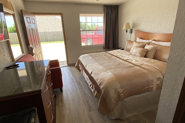 Desk, blackout curtains, iron/ironing board, free WiFi