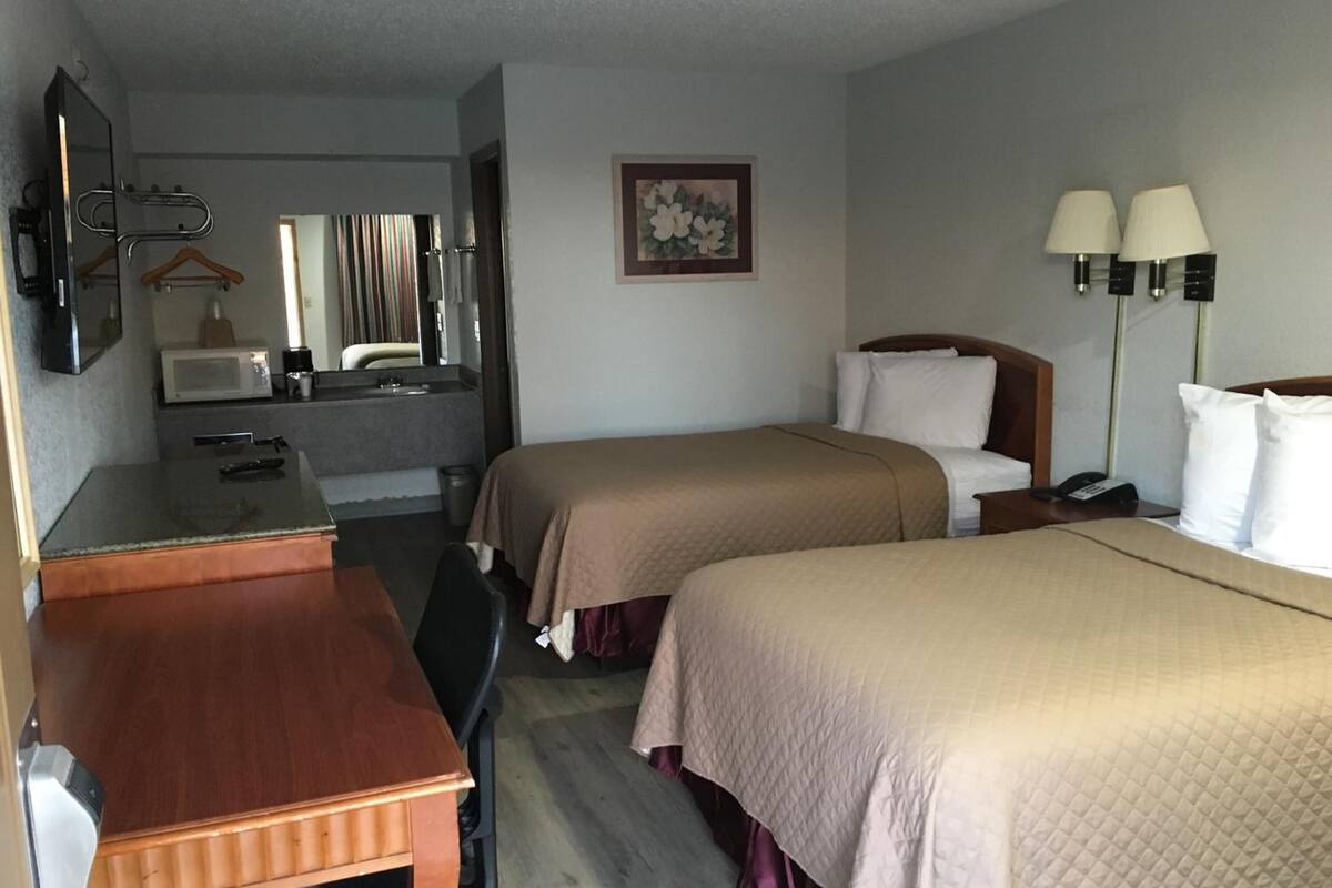 desk, blackout curtains, iron/ironing board, free wifi