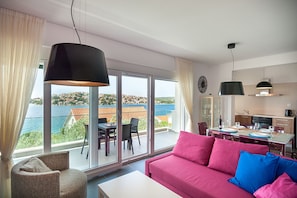 TV connectée, cheminée, lecteur de DVD, chaîne hi-fi