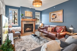 Smart TV, fireplace, video games, Hulu