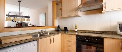 Fridge, microwave, oven, dishwasher