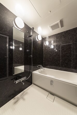 Deluxe Japanese Room and Western Style Room, Non Smoking | Bathroom | Combined shower/tub, hair dryer, slippers, electronic bidet
