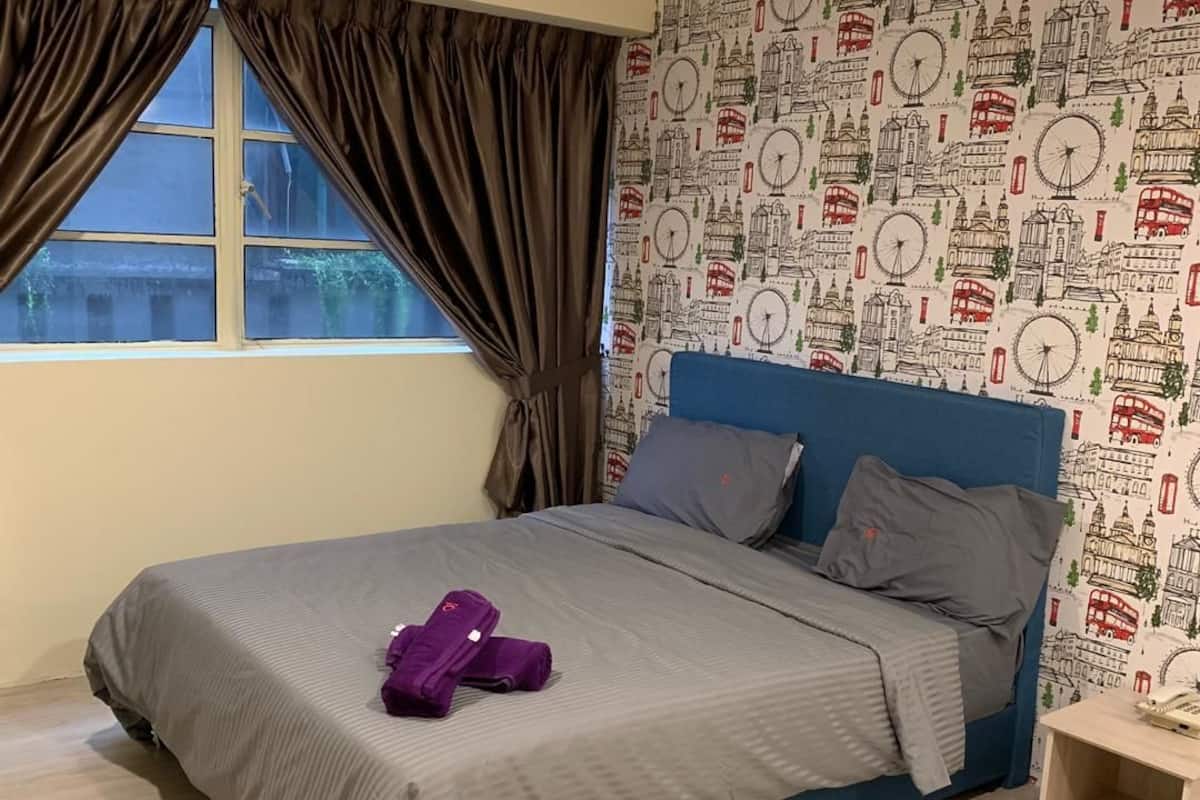 Desk, free WiFi, bed sheets
