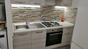Una cocina moderna con un lavamanos de acero inoxidable, una estufa a gas y un horno empotrado.