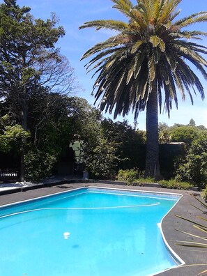 Outdoor pool, pool loungers