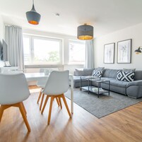 Apartamento Confort, 1 cama de matrimonio con sofá cama | Zona de estar | Televisión de pantalla plana de 42 pulgadas con canales por cable