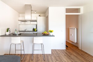 Apartamento Confort, 1 cama de matrimonio con sofá cama | Cocina privada | Frigorífico grande, máquina de café espresso y cafetera o tetera