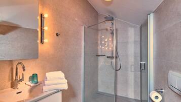 Single Room | Bathroom | Shower, hair dryer, towels