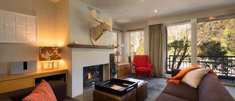 TV, fireplace, stereo