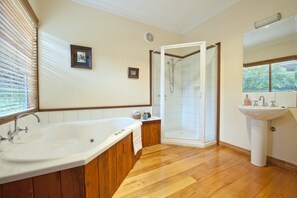 Douche, baignoire à jets, sèche-cheveux