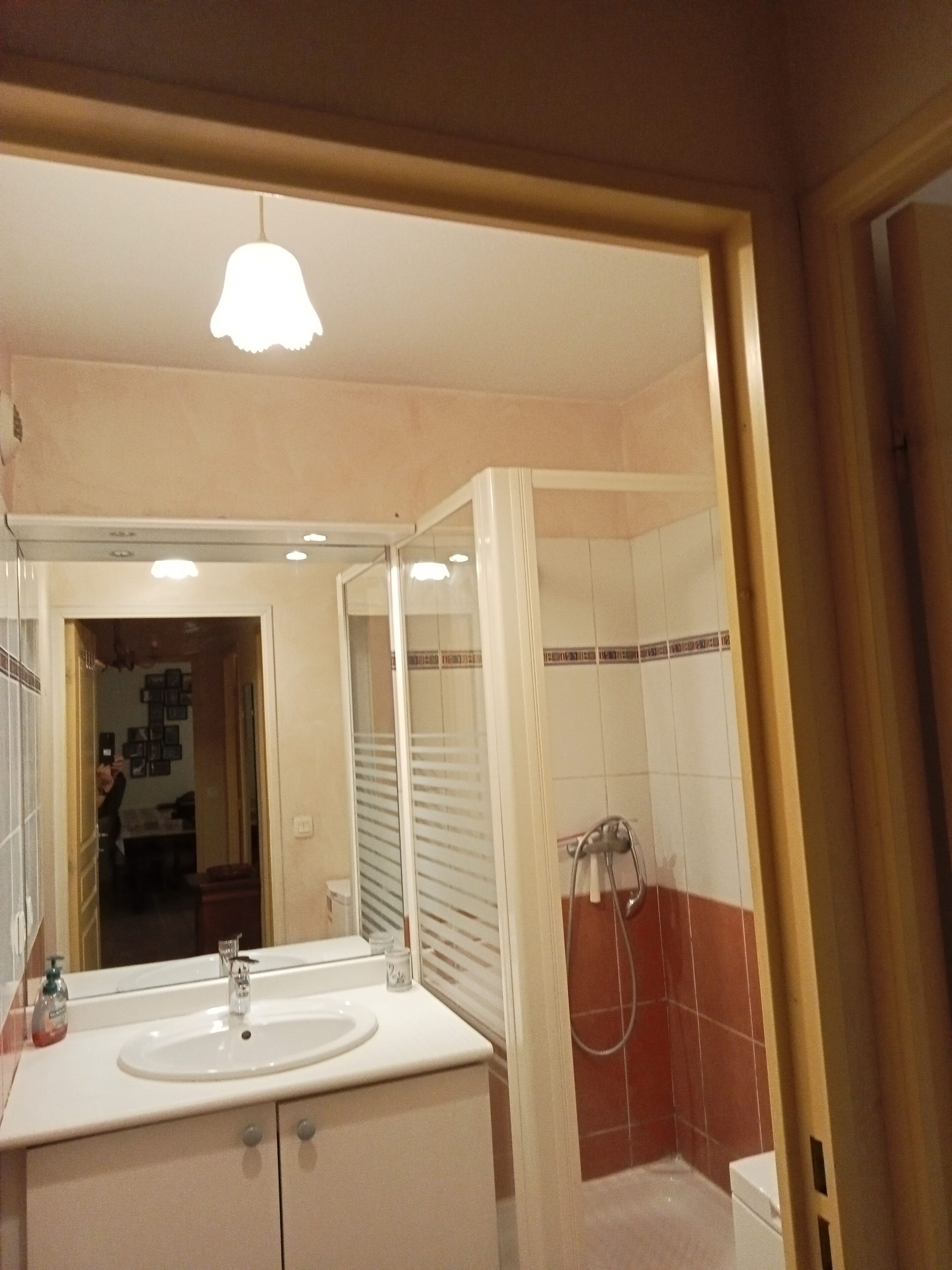 Bañera, secador de pelo, toallas, papel higiénico
