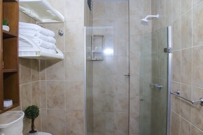 Secadora de cabello, toallas, jabón, shampoo 
