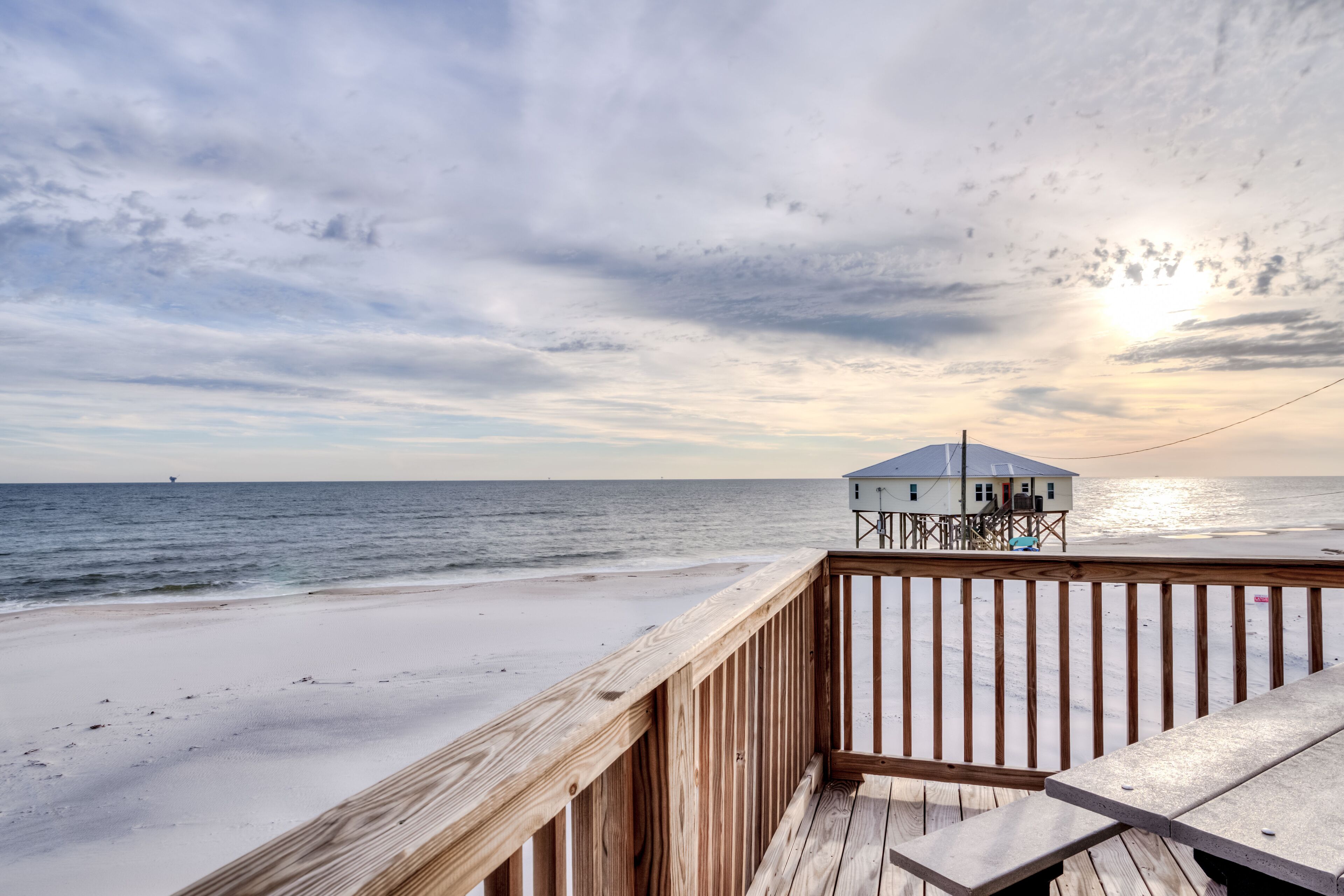 Spectacular Gulf-front home with covered porch & views - on the beach