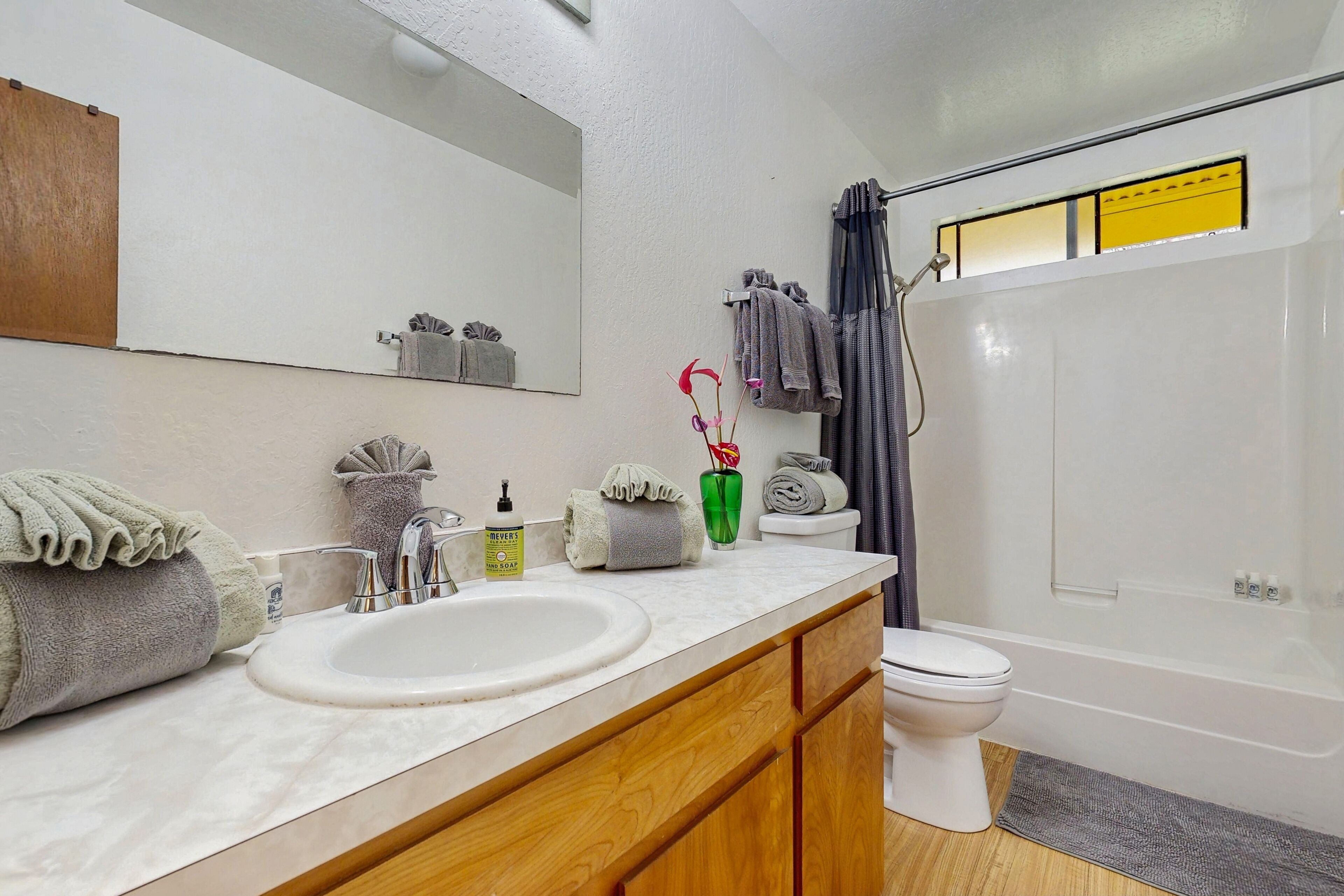 Free toiletries, hair dryer, towels