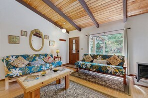 TV, fireplace - Serene property with nature walk, meditation spot & enclosed gardens (Volcano)