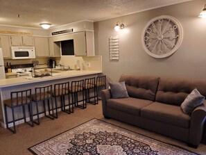 TV, fireplace, table football