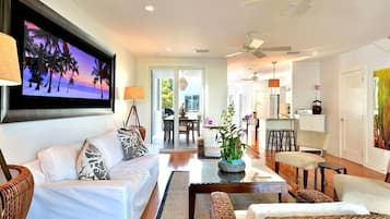 TV, DVD player, stereo