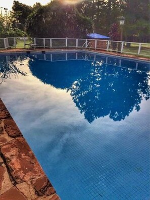 Outdoor pool, pool umbrellas