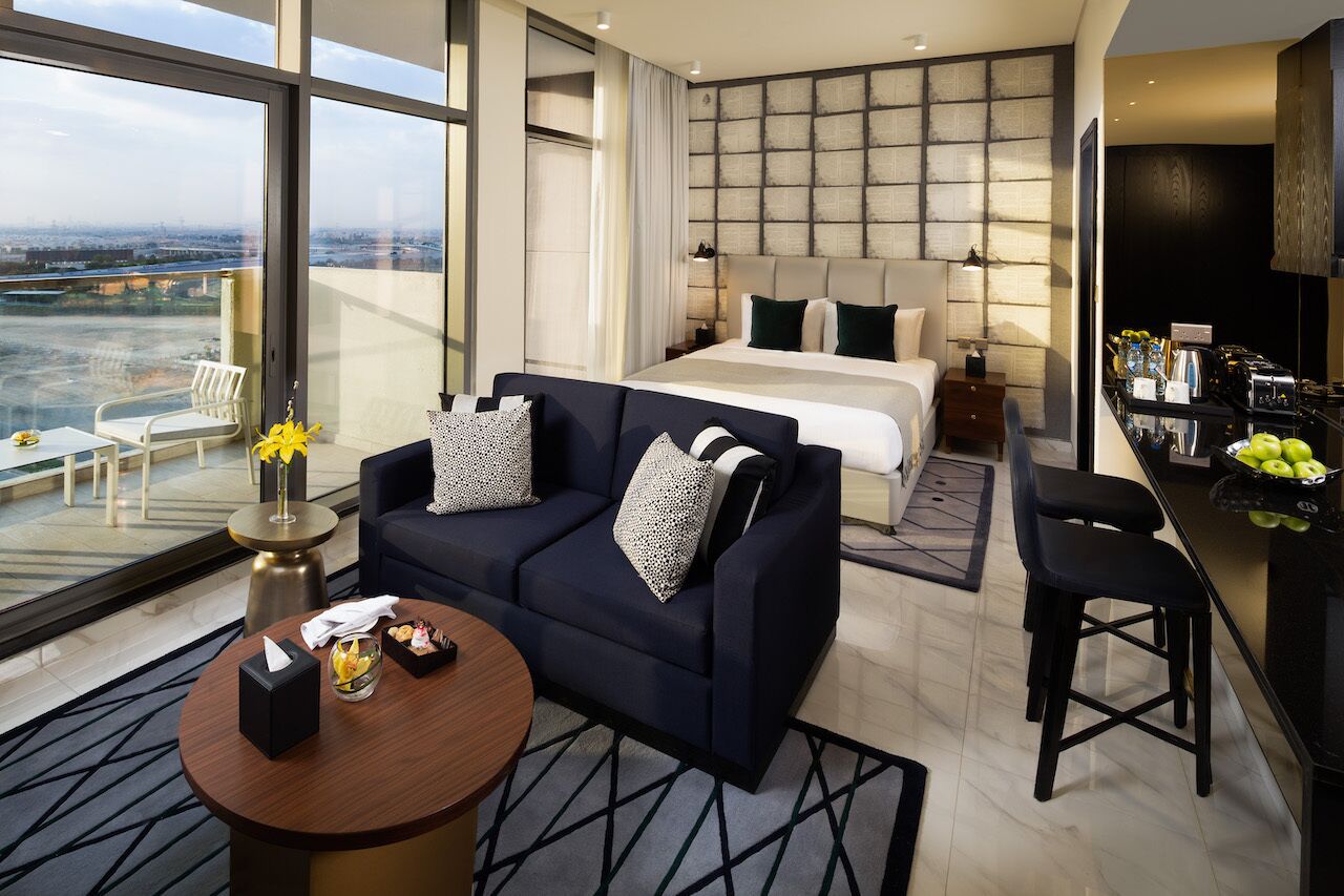 Premium-studio, 1 suuri parisänky, tupakointi sallittu, parveke | Näkymä huoneesta