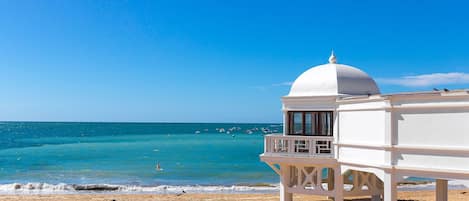 Sun loungers, beach umbrellas