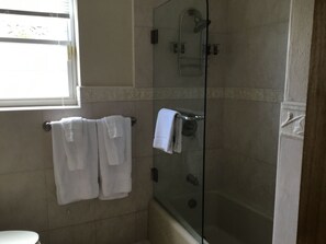 Shower, free toiletries, hair dryer, towels - Central Apartment (Devonshire Parish)