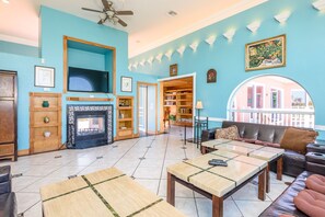 Deluxe Studio Suite, 1 King Bed, Accessible, Ocean View | Living room | TV - Three in One  Beach  Home (Melbourne Beach)