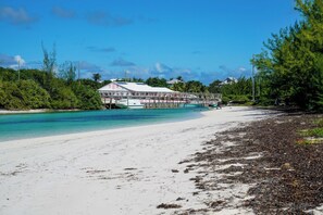 Playa en los alrededores, camastros, sombrillas y toallas de playa