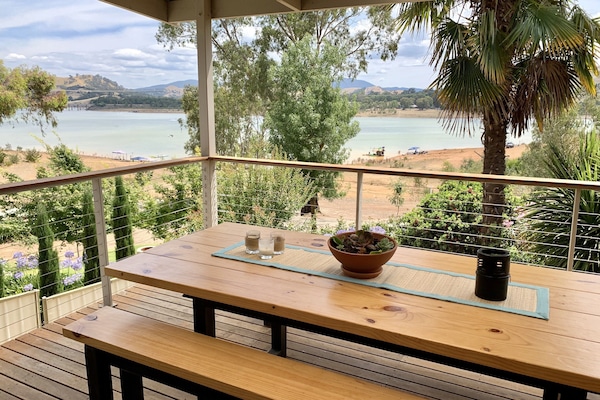 View from large verandah overlooking the lake and the Bonnie Doon bridges.