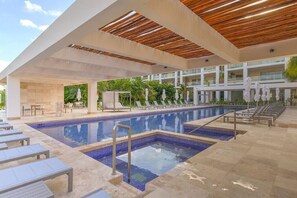 A rooftop pool