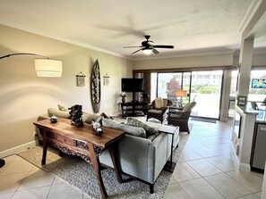 Smart TV, DVD player, books, stereo