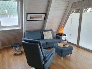 Televisor intel·ligent, llar de foc, llibres i estèreo 