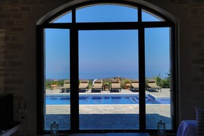 Outdoor pool, a heated pool - Villa Olympus, magnificent view, heatabel pool. (Rethymno)