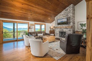 TV, fireplace