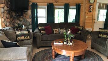 TV, fireplace, DVD player, video library