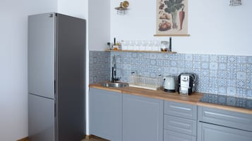 Premium Apartment (713) | Private kitchenette | Full-size fridge, microwave, stovetop, espresso maker