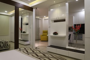 1 chambre, literie de qualité supérieure, couette en duvet d'oie