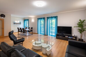 TV, DVD player, smart speakers, streaming services