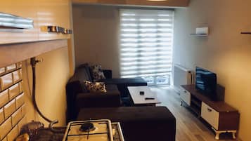 Apartament de luxe, 1 dormitori, vistes a la ciutat | Sala d'estar | Televisor LCD