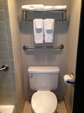 Combined shower/bathtub, hydromassage showerhead, hair dryer, towels - Executive Inn (Mount Pleasant)