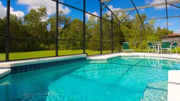 Outdoor pool, sun loungers
