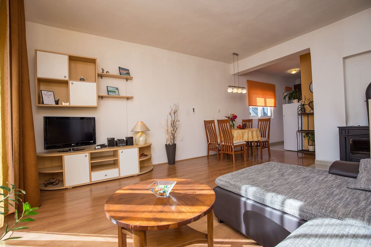Comfort Apartment | Living area | 80-cm LCD TV with satellite channels, TV