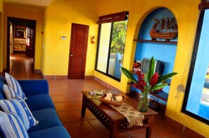 Una televisión, una chimenea, un reproductor de DVD