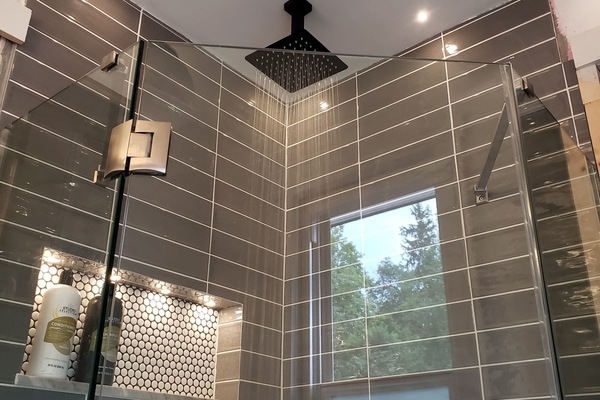 The Emory Room | Bathroom | Shower, rainfall showerhead, free toiletries, hair dryer