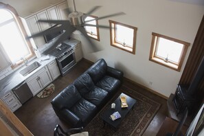 TV, fireplace, DVD player, books