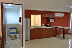 Fridge, microwave, oven, dishwasher