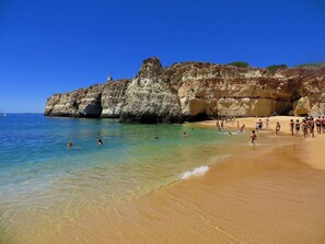 Playa en los alrededores, camastros y toallas de playa 